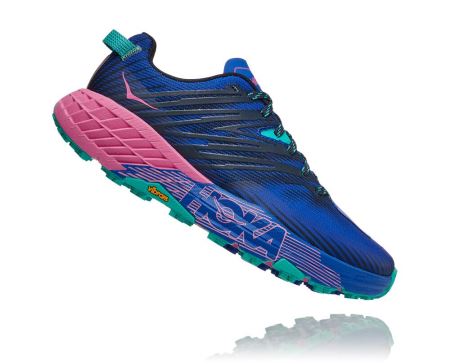 Hoka One One Speedgoat 4 - Sapatos De Caminhada Mulher Azuis / Rosa | PT-mR798ZC